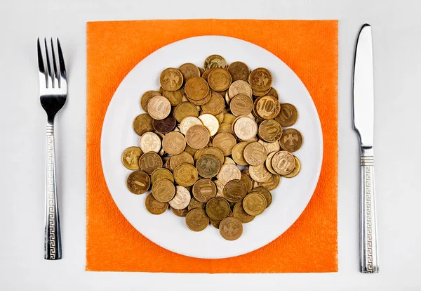 Russian Coins in the Plate — Stock Photo, Image