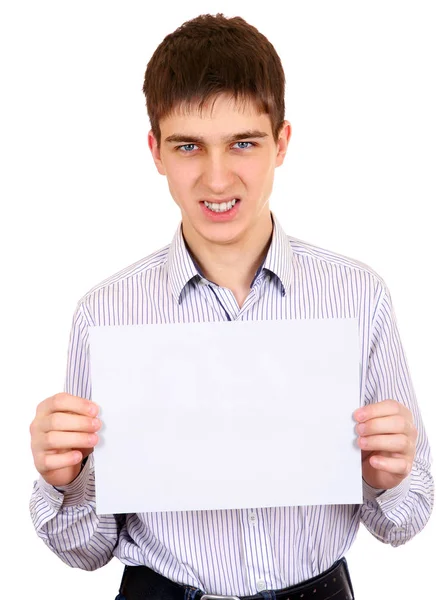 Tonåring med blankt papper — Stockfoto