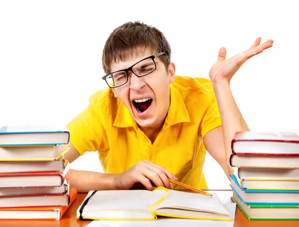 Tired Student with the Books — Stock Photo, Image