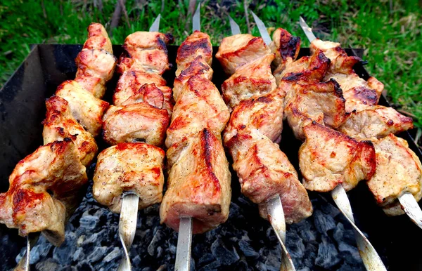 Shish Kebab cooking — Stock Photo, Image