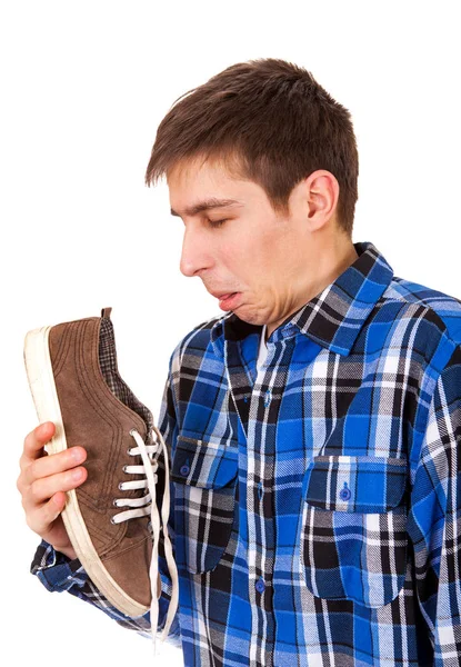 Jonge Man met een Sneaker — Stockfoto