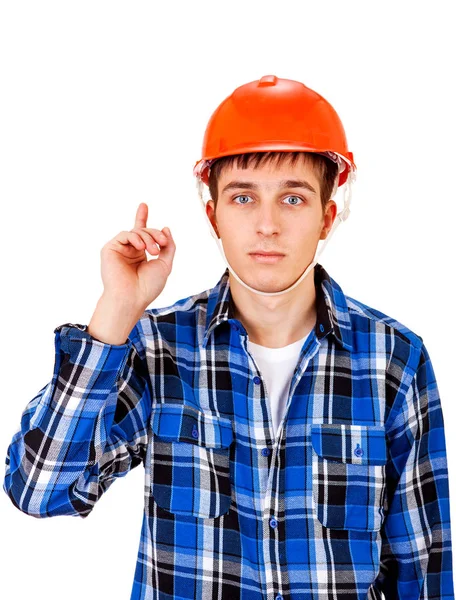 Young Man in Hard Hat — Stock Photo, Image