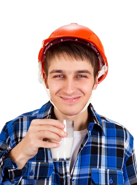 Young Man with a Milk — Stock Photo, Image