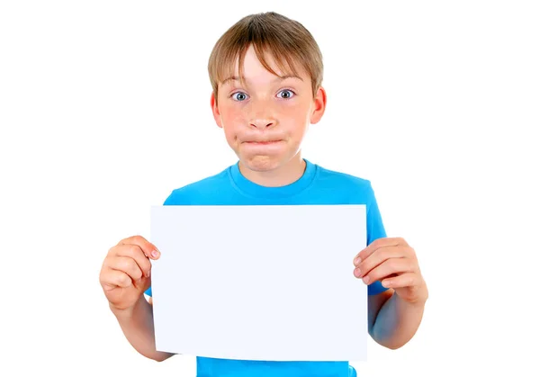 Kid with Blank Paper — Stock Photo, Image