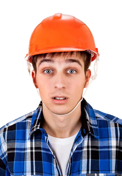 Young Man in Hard Hat — Stock Photo, Image