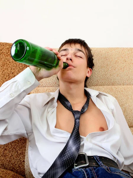 Young Man drink a Beer — Stock Photo, Image