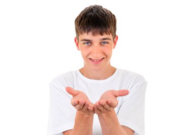 onun avuç genç gösterir