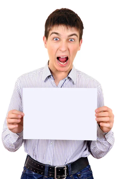 Young Man with Paper — Stock Photo, Image