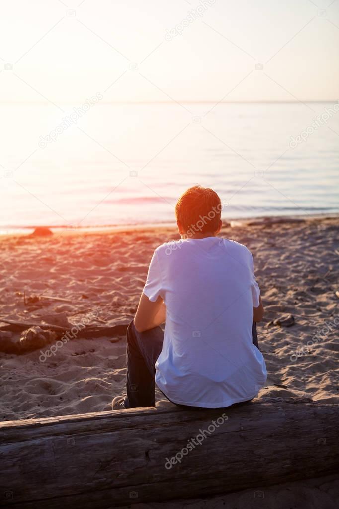 Lonely Young Man outdoor