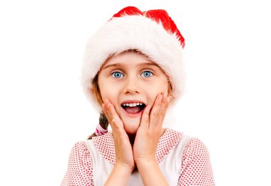 Noel Baba şapkalı küçük kız