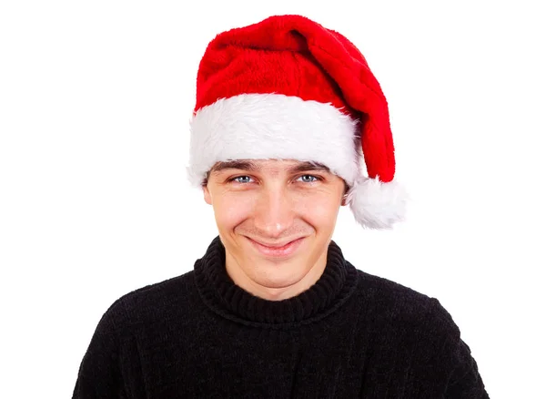 Young Man in Santa Hat — Stock Photo, Image