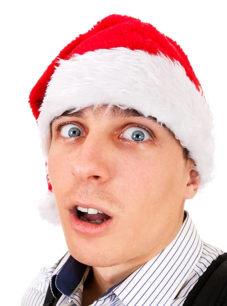 Jovem de chapéu de Santa — Fotografia de Stock