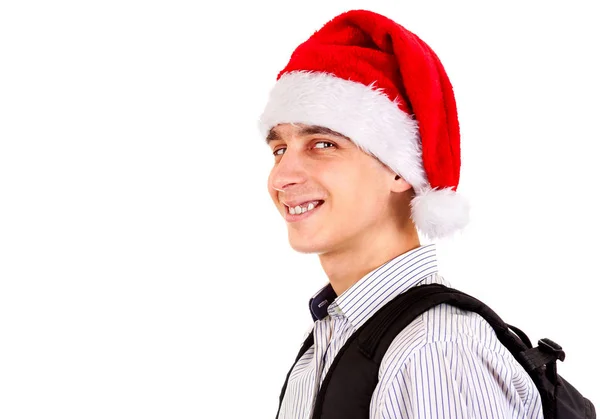 Giovane a Babbo Natale cappello — Foto Stock