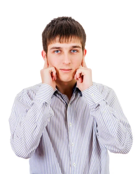 Young Man close the Ears — Stock Photo, Image