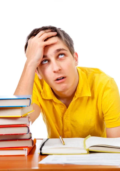 Tired Student with a Books — Stock Photo, Image