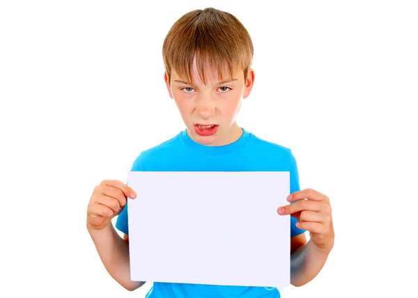 Angry Kid with a Paper — Stock Photo, Image