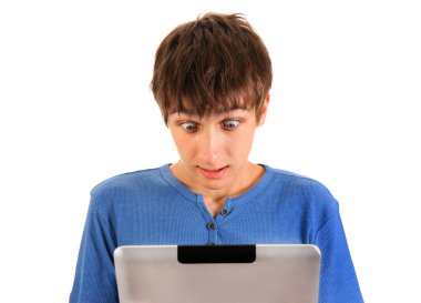 bir tablet ile genç adam