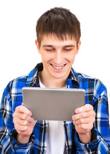 Jeune homme avec une tablette — Photo