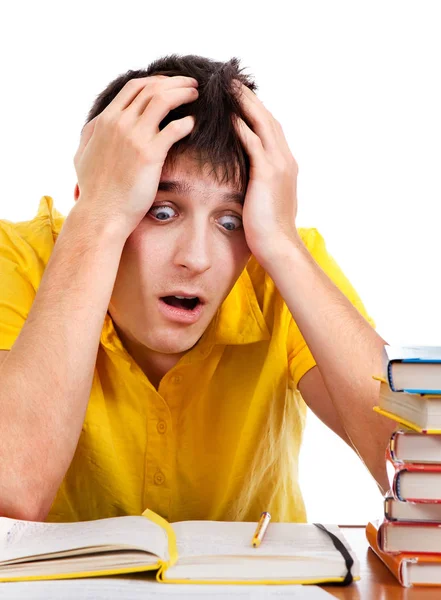 Shocked Student with a Books — Stock Photo, Image