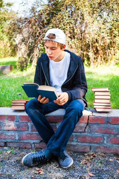 Nastolatek przeczytał książkę. — Zdjęcie stockowe