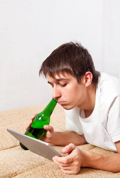 Young Man with a Beer — Stock Photo, Image