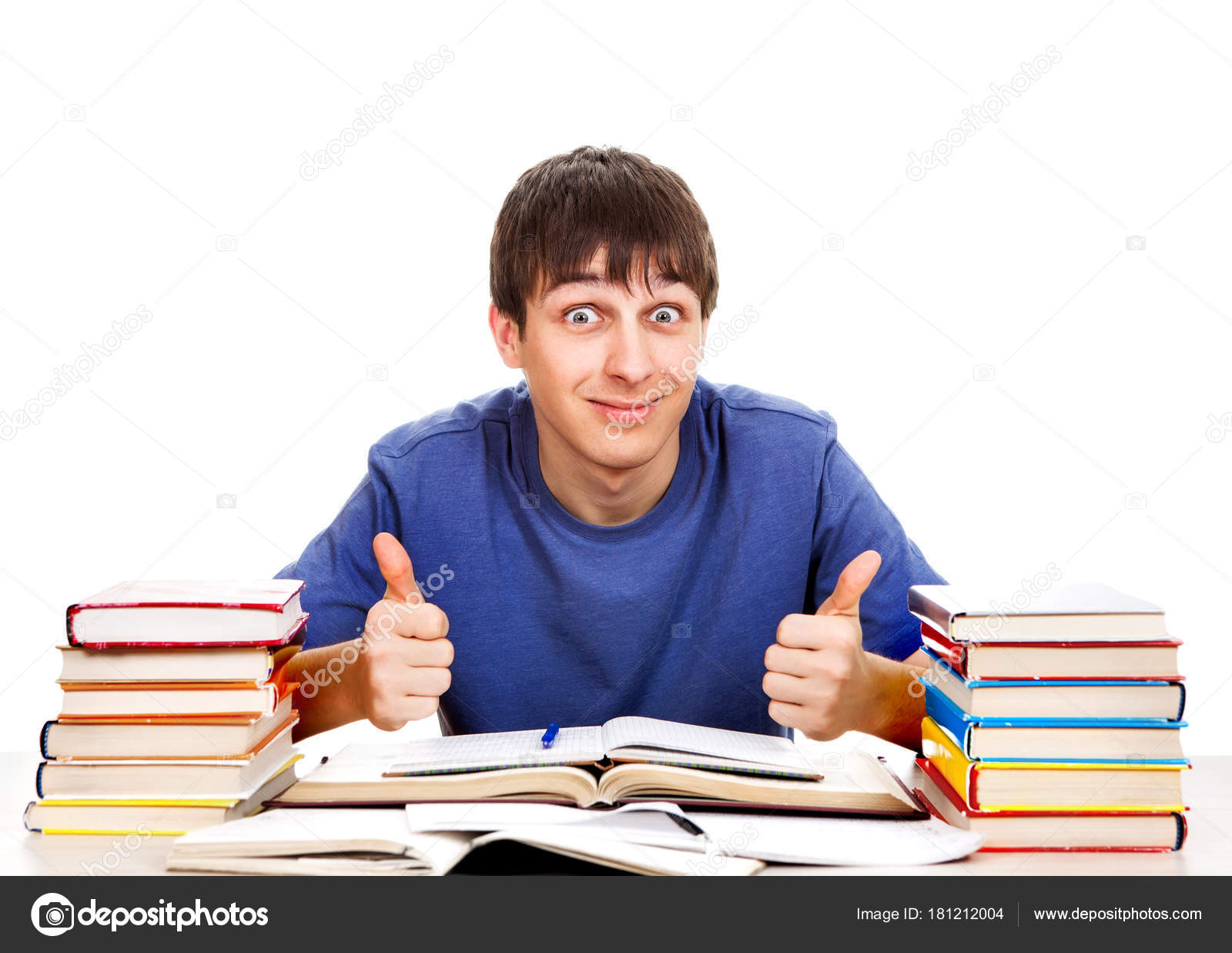 Glad Student med en böcker — stockfoto © sabphoto #181212004, image size:1600x1237