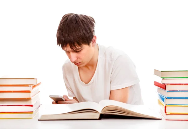 Studente con un telefono — Foto Stock