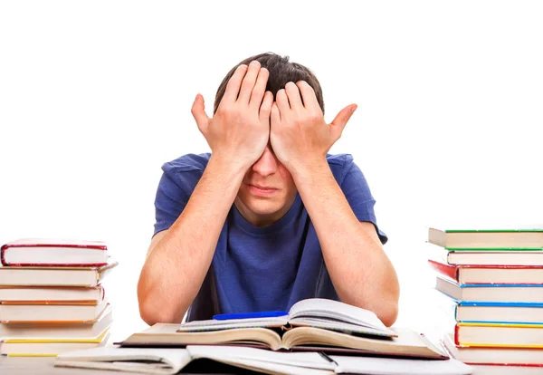 Tired Student with a Books — Stock Photo, Image