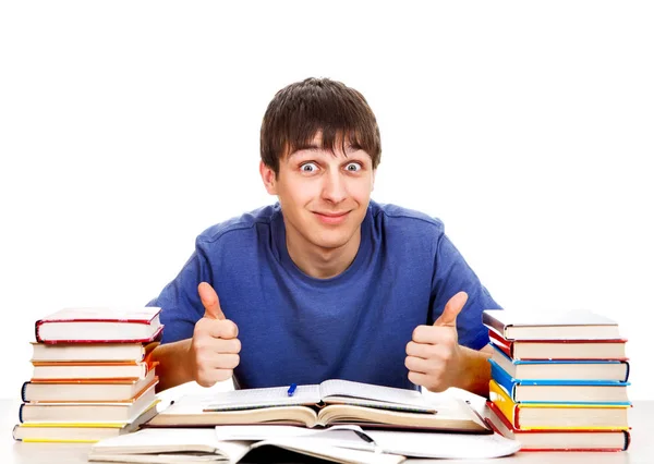 Glücklicher Student mit einem Buch — Stockfoto