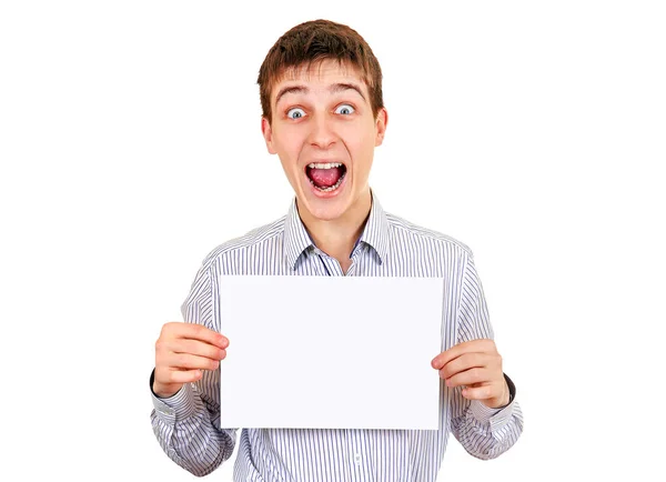 Young Man with a Blank Paper — Stock Photo, Image