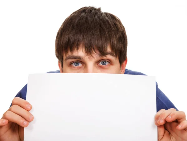 Young Man with a Blank Paper — Stock Photo, Image