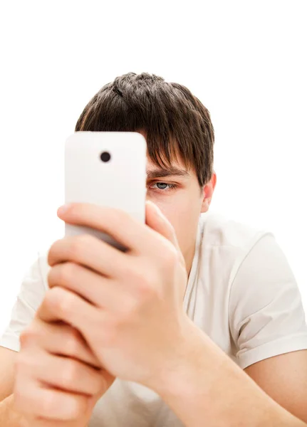 Man med en telefon — Stockfoto