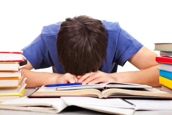 Étudiant fatigué dormant — Photo
