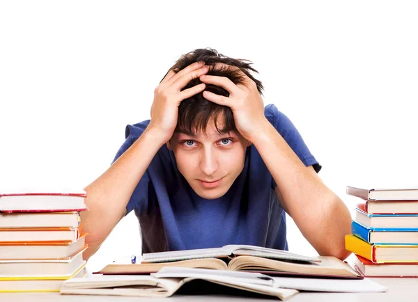 Onrustige Student met een boeken — Stockfoto