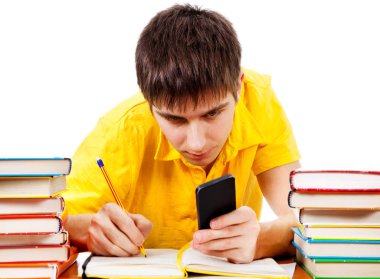 Öğrenci ile bir telefon