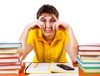 Bored Student with a Books clipart