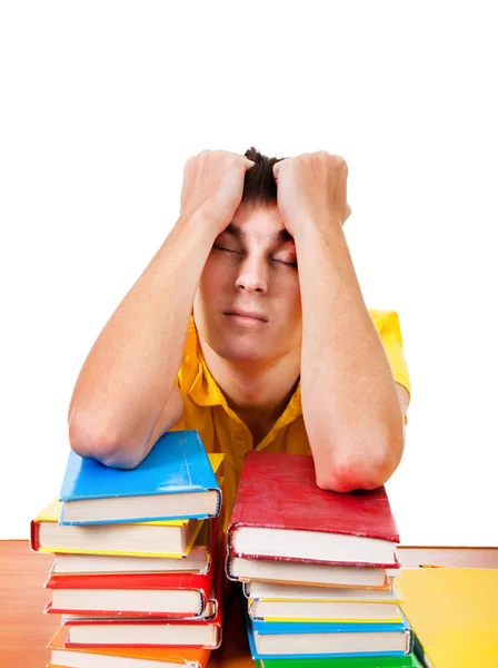 Student slaap op de boeken — Stockfoto