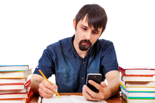 Studente con un telefono — Foto Stock