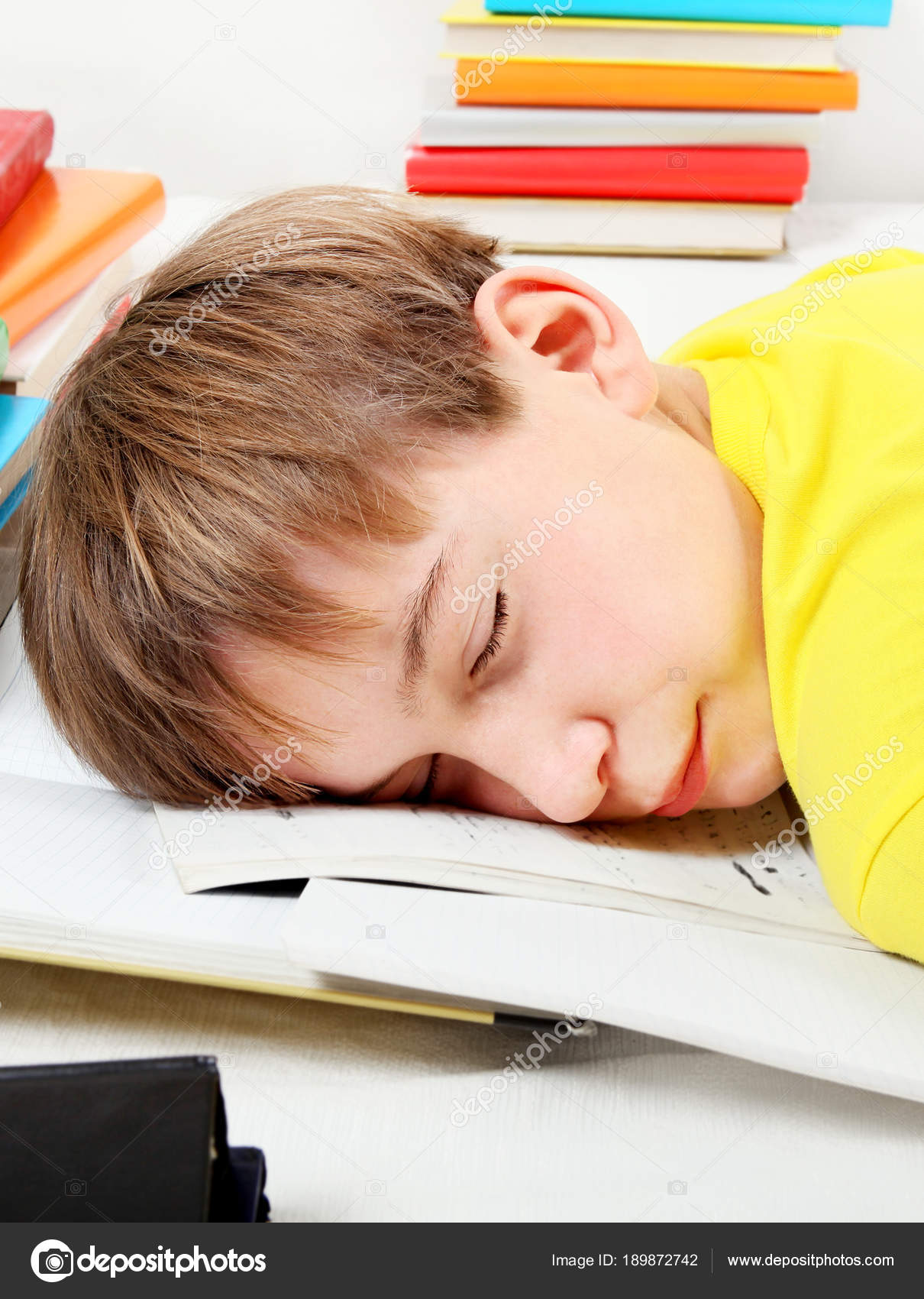 Kid Sleep With A Books Stock Photo C Sabphoto 189872742