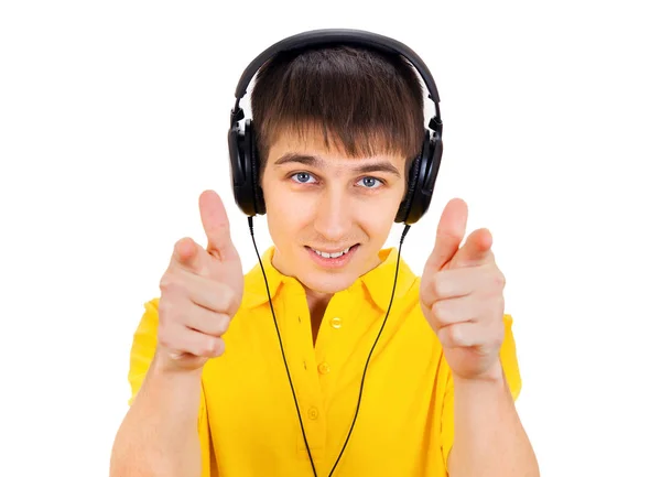 Young Man in Headphones — Stock Photo, Image