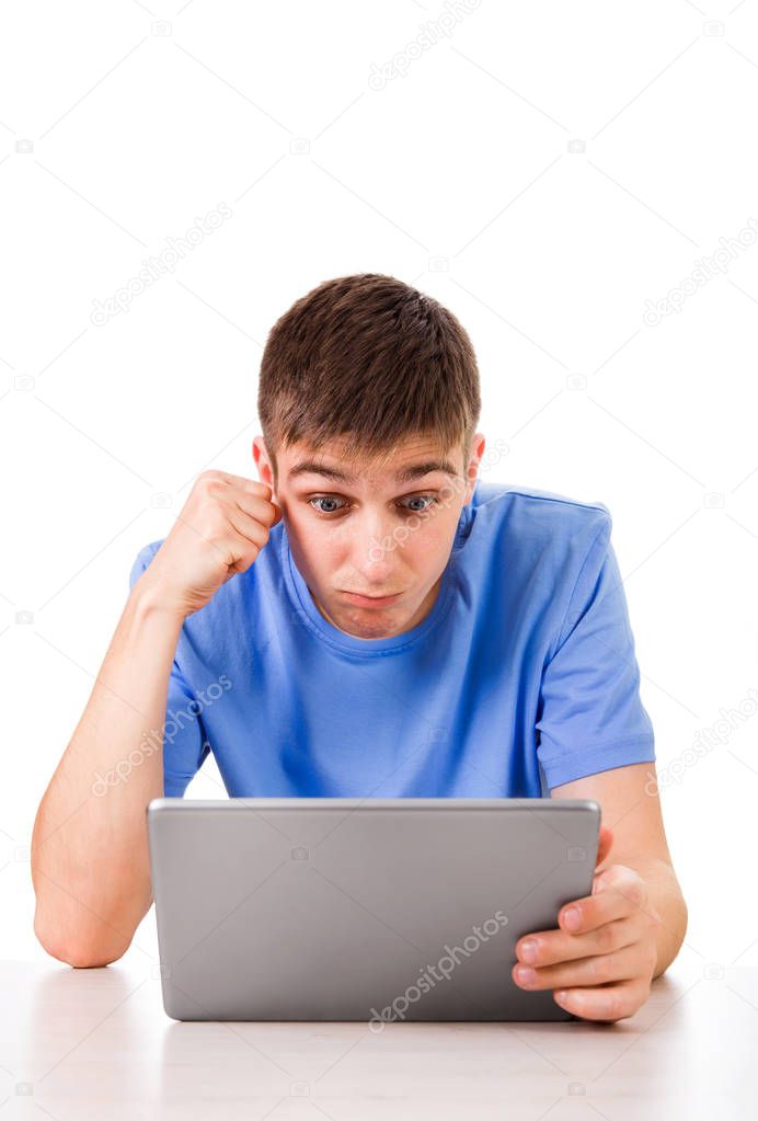 Angry Young Man with a Tablet