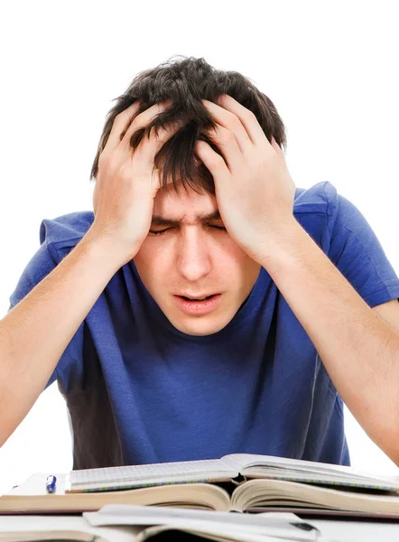 Triest Student met een boeken — Stockfoto