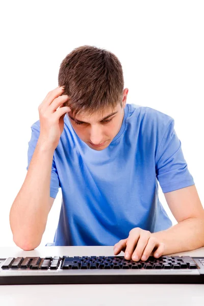 Man with a Computer Keyboard — Stock Photo, Image