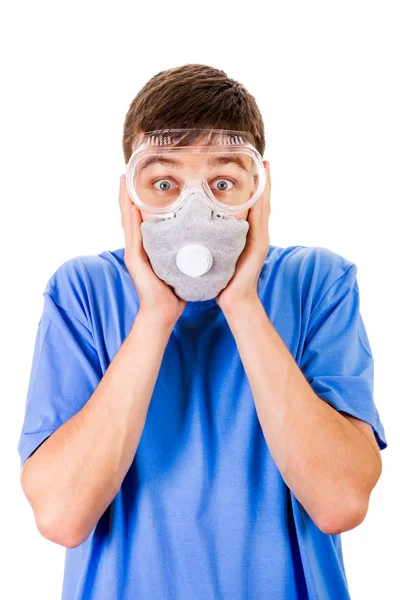 L'uomo con la maschera antigas — Foto Stock