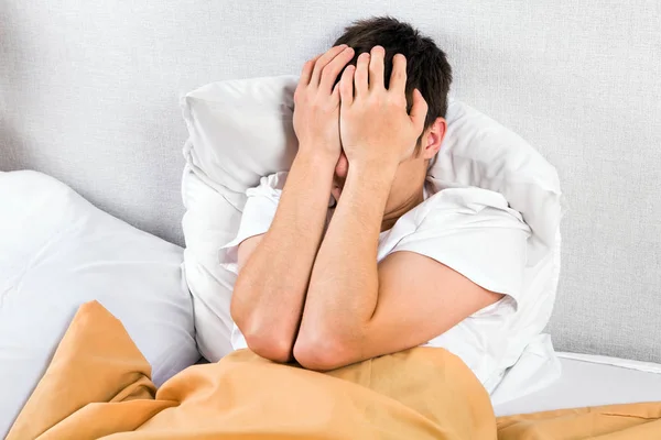 Sad Man in the Bed — Stock Photo, Image