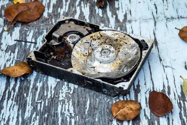 Crushed Hard Disk Drive — 스톡 사진