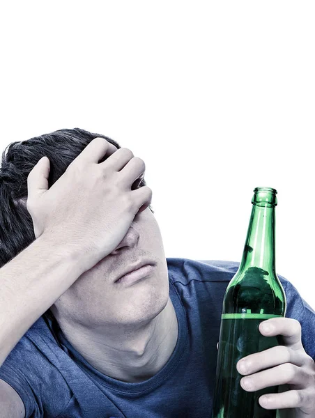 Tired Man with a Beer — Stock Photo, Image