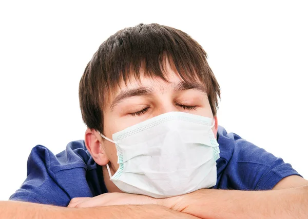 Hombre joven con máscara de gripe — Foto de Stock