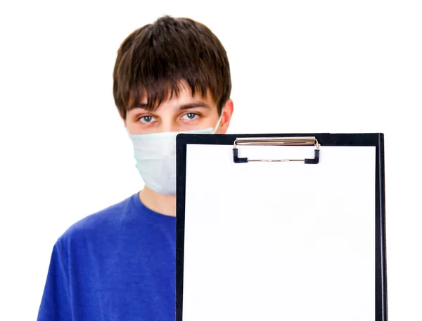 年轻人在流感口罩 — 图库照片