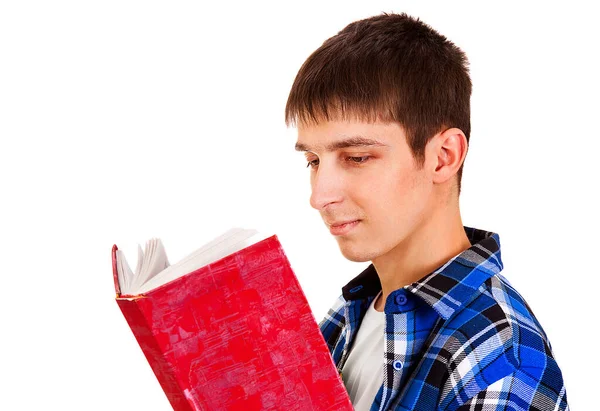 Young Man Read Books Isolated White Background — Stock Photo, Image